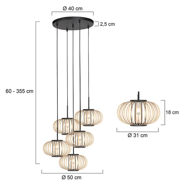 Anne Light Lampa wisząca Silva, możliwość ściemniania, czarny, salon / jadalnia, metal