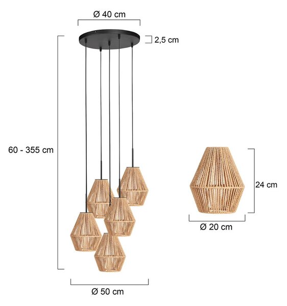 Anne Light Lampa wisząca Ropex, możliwość ściemniania, czarny, salon / jadalnia, metal