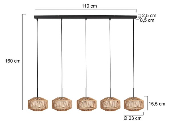 Anne Light Lampa wisząca Ropex, możliwość ściemniania, czarny, salon / jadalnia, metal