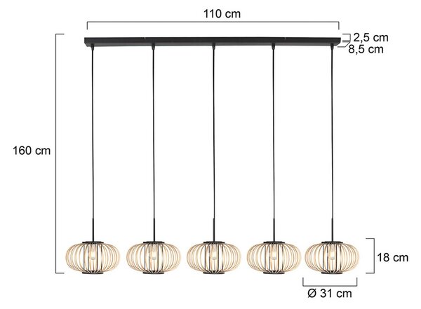 Anne Light Lampa wisząca Silva, możliwość ściemniania, czarny, salon / jadalnia, metal