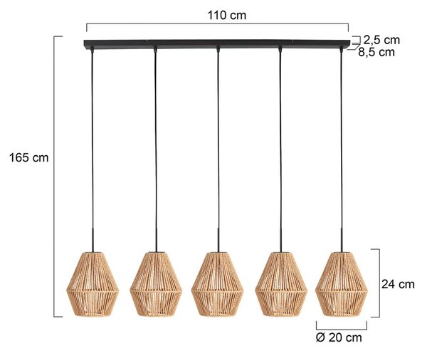 Anne Light Lampa wisząca Ropex, możliwość ściemniania, czarny, salon / jadalnia, metal