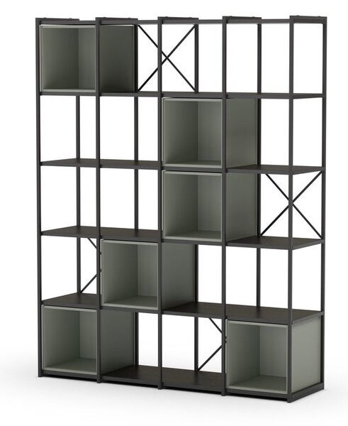 Zielono-czarny regał 140x179 cm Anya – Marckeric