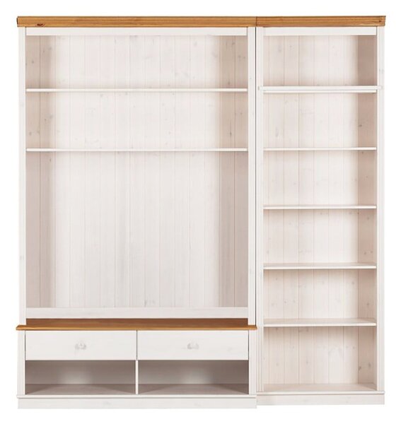 Biały zestaw pod TV z litego drewna sosnowego 214x223 cm Anita – Støraa