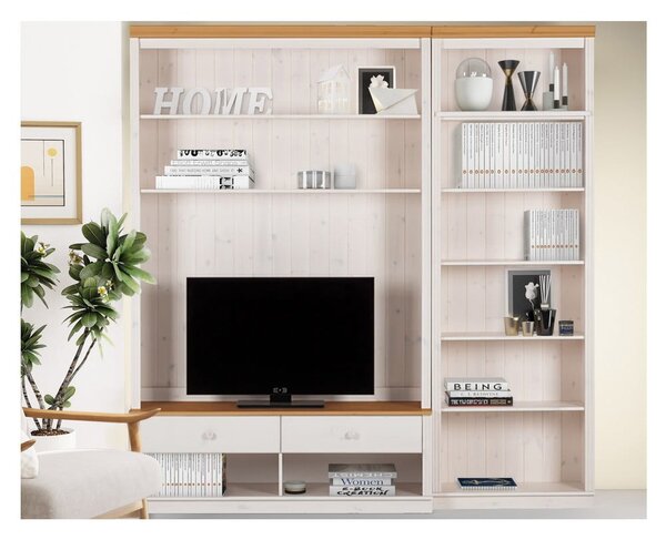 Biały zestaw pod TV z litego drewna sosnowego 214x223 cm Anita – Støraa
