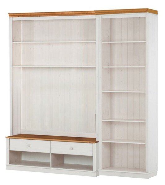 Biały zestaw pod TV z litego drewna sosnowego 214x223 cm Anita – Støraa