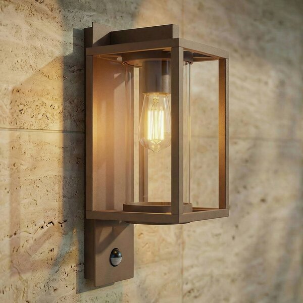 Lampa zewnętrzna z czujnikiem ruchu Ferda Lucande, możliwość ściemniania, brązowy / rdzawy, aluminium, nowoczesny