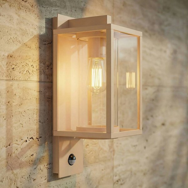 Lampa zewnętrzna z czujnikiem ruchu Ferda Lucande, możliwość ściemniania, kremowy / amber, aluminium, nowoczesny