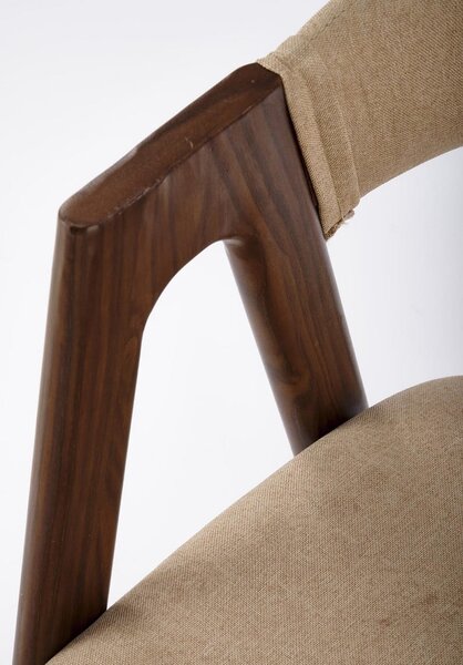 Designerskie krzesło do jadalni beż/orzech | Umeblowana.com