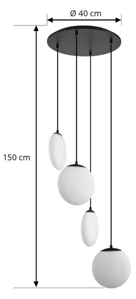 Lampa wisząca szklana Lunelle Lucande, możliwość ściemniania, salon / jadalnia, szkło, nowoczesny
