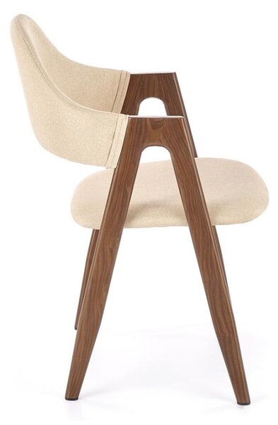 Designerskie krzesło do jadalni beż/orzech | Umeblowana.com