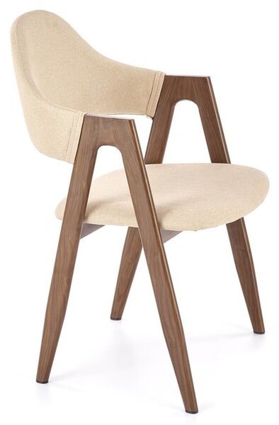 Designerskie krzesło do jadalni beż/orzech | Umeblowana.com