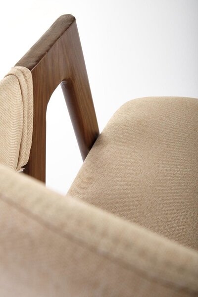Designerskie krzesło do jadalni beż/orzech | Umeblowana.com