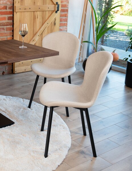 FIORA Jasnoszare Taupe (tkanina Basel 34) - NOWOCZESNE KRZESŁO TAPICEROWANE DO SALONU/JADALNI LOFT