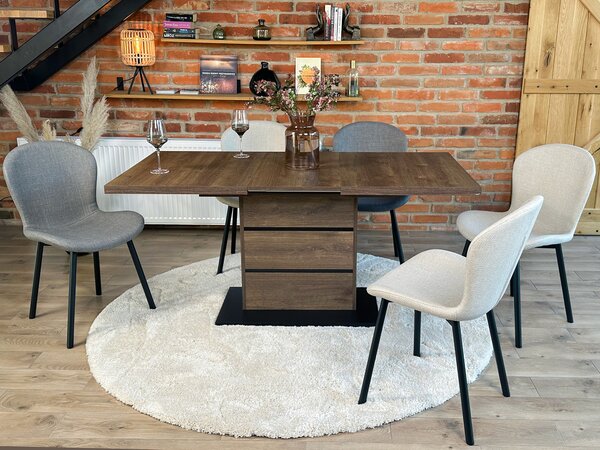 FIORA Jasnoszare Taupe (tkanina Basel 34) - NOWOCZESNE KRZESŁO TAPICEROWANE DO SALONU/JADALNI LOFT
