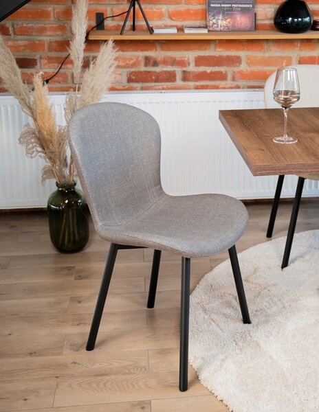 FIORA Jasnoszare Taupe (tkanina Basel 34) - NOWOCZESNE KRZESŁO TAPICEROWANE DO SALONU/JADALNI LOFT