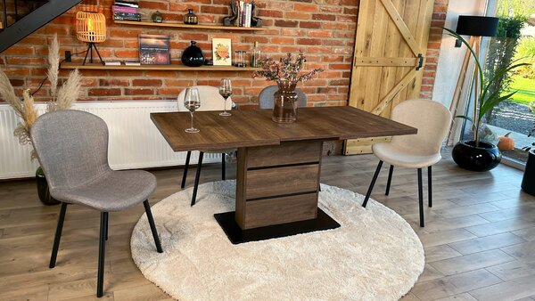 FIORA Jasnoszare Taupe (tkanina Basel 34) - NOWOCZESNE KRZESŁO TAPICEROWANE DO SALONU/JADALNI LOFT