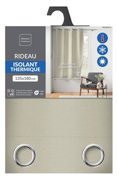 Beżowa zasłona termiczna częściowo zaciemniająca (dimout) z mikrowłókna 135x180 cm Micropolar – douceur d'intérieur