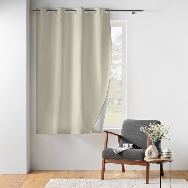 Beżowa zasłona termiczna częściowo zaciemniająca (dimout) z mikrowłókna 135x180 cm Micropolar – douceur d'intérieur