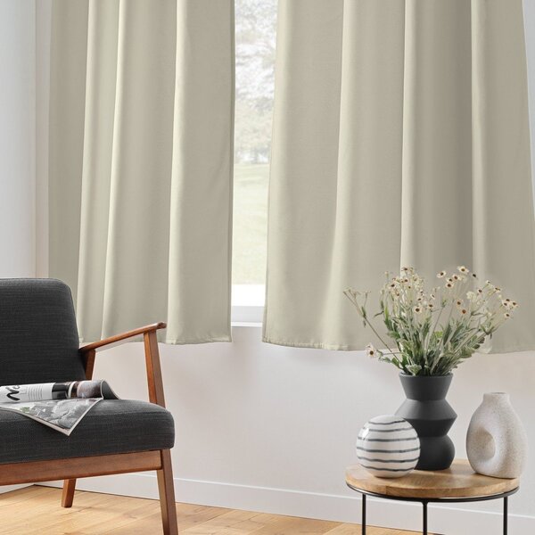 Beżowa zasłona termiczna częściowo zaciemniająca (dimout) z mikrowłókna 135x180 cm Micropolar – douceur d'intérieur