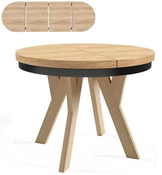 Stół 80/180 cm okrągły rozkładany, blat 3,6 cm, nogi Drewniane „ Y ” I ArtDHome