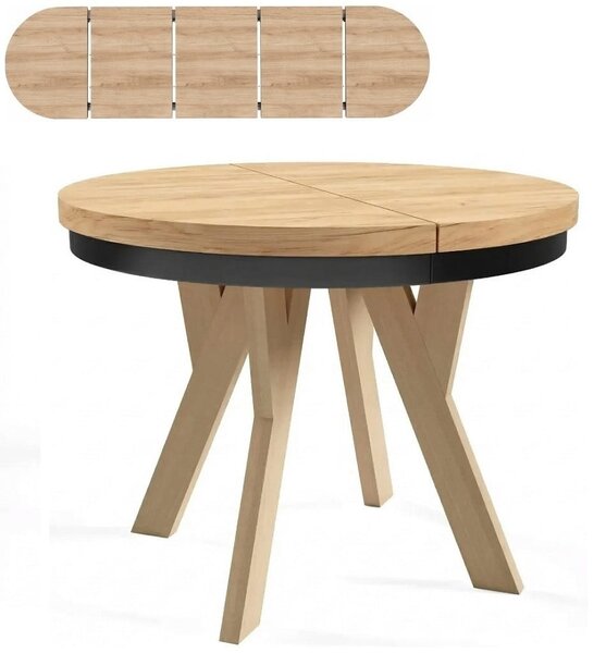Stół 100/250 cm okrągły rozkładany, blat 3,6 cm, nogi Drewniane „ Y ” I ArtDHome