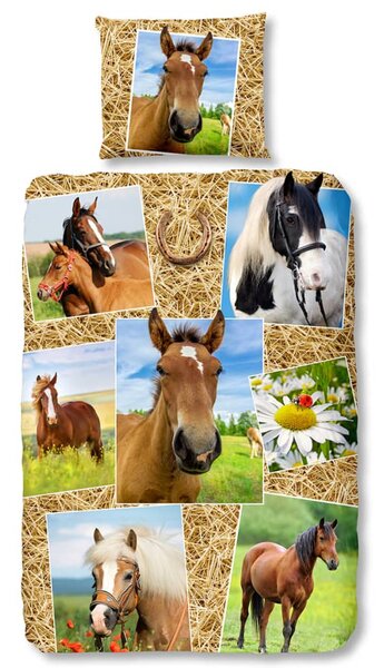 Good Morning Zestaw pościeli 5752-P HORSES 135 x 200 cm, wielokolorowy