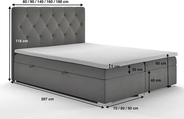 Łóżko boxspring z pojemnikiem 180x200 R8-A69