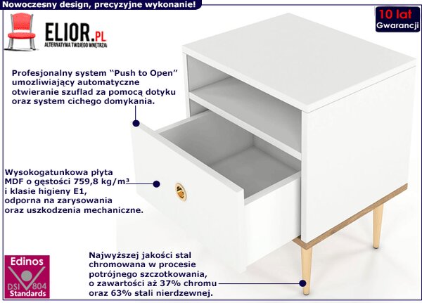 Biała nowoczesna szafka nocna glamour B7-S12