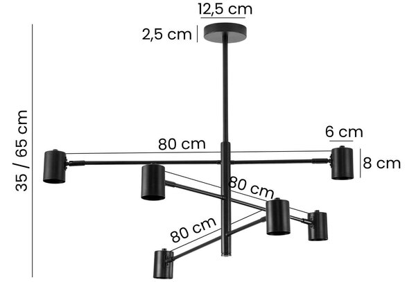 LAMPA SUFITOWA WISZĄCA NOWOCZESNA CZARNA DORA W6