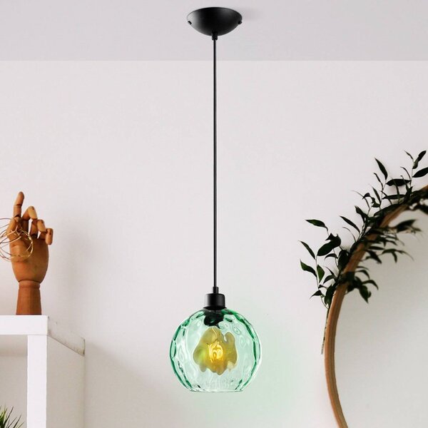 Lampa wisząca szklana Benek Opviq, możliwość ściemniania, zielony, salon / jadalnia, szkło, młodzieżowy