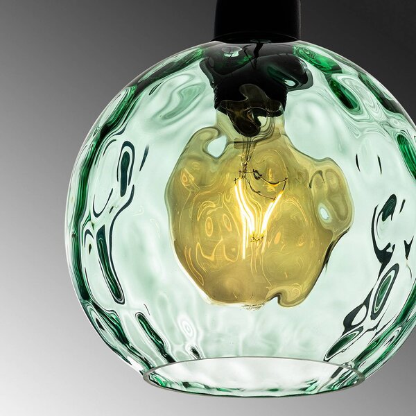 Lampa wisząca szklana Benek Opviq, możliwość ściemniania, zielony, salon / jadalnia, szkło, młodzieżowy