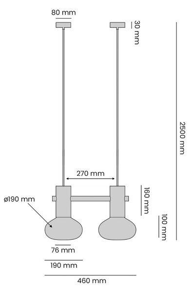 Lampa wisząca szklana Flo ALDEX, możliwość ściemniania, czerwony, salon / jadalnia, metal, design