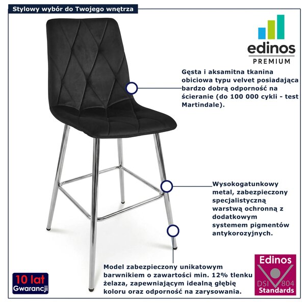 Czarny welurowy hoker pikowany z oparciem T1-E20