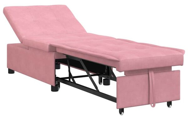 Nowoczesna sofa z funkcjÄ spania w rÃ³Å¼owym aksamicie