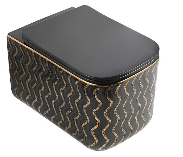 Miska WC wisząca Corciano Nexa 2 Midnight Gold Edition Czarno-Złota 51x34x35 cm