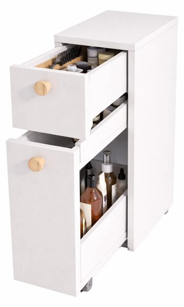 Biała Wąska Szafka Łazienkowa H4-F60