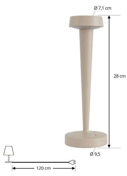 Lucande Świecznik LED Lea, wazon, beżowy, 28 cm Lea Lucande, możliwość ściemniania, kremowy / amber, salon / jadalnia, metal, nowoczesny