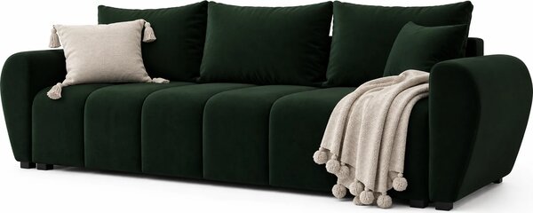 Ciemnozielona rozkładana welurowa sofa M7-L08