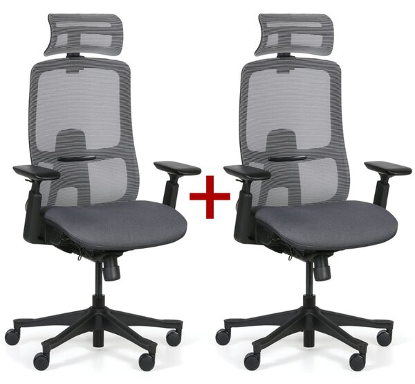 Krzesło biurowe JANE 1+1 GRATIS, szare