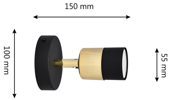 Kinkiet spot TUBSSON czarno-złota R-KM 1166/1 BK+GO