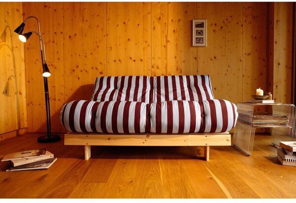 Bordowa/jasnoniebieska rozkładana sofa 160 cm Roots – Karup