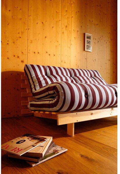 Bordowa/jasnoniebieska rozkładana sofa 160 cm Roots – Karup