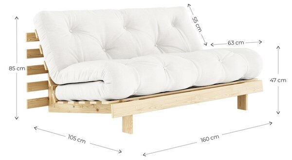 Bordowa/jasnoniebieska rozkładana sofa 160 cm Roots – Karup