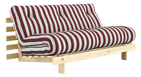 Bordowa/jasnoniebieska rozkładana sofa 160 cm Roots – Karup