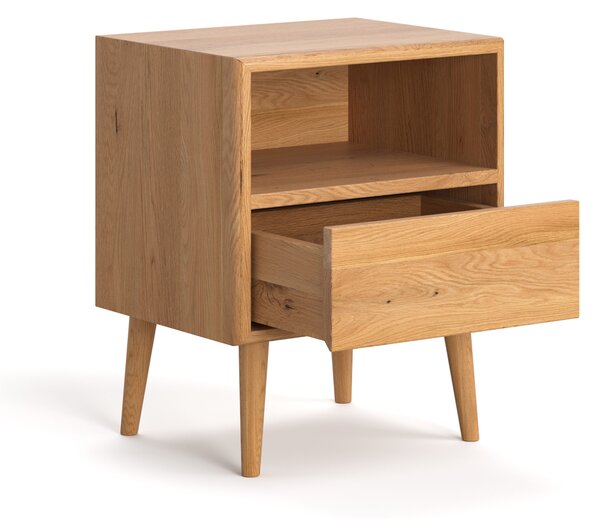 Stolik nocny Selene z litego drewna Olcha Wariant A - jedna szuflada
