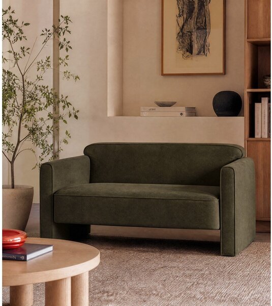 Zielona aksamitna sofa 140 cm Abby – Micadoni