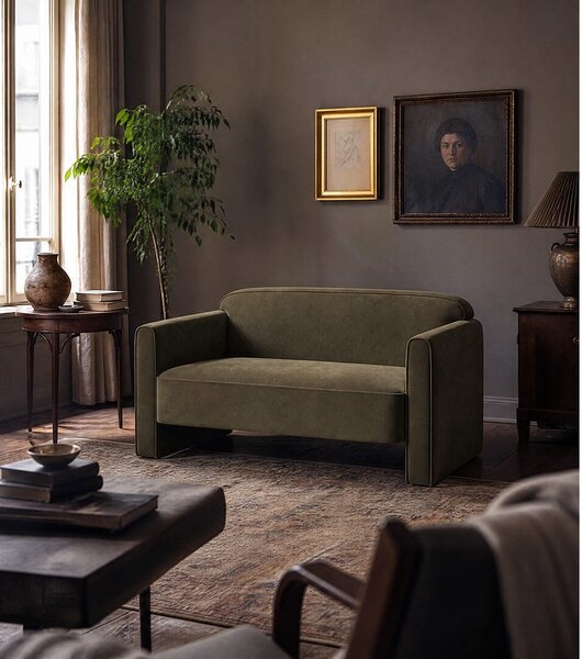Zielona aksamitna sofa 140 cm Abby – Micadoni