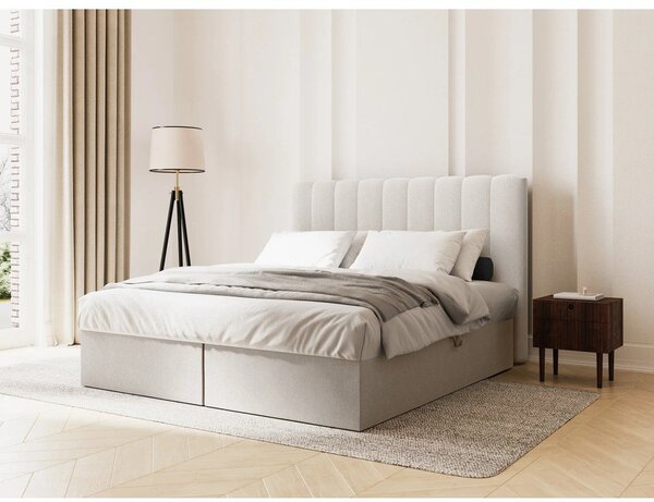 Ciemnoniebieskie łóżko boxspring ze schowkiem 180x200 cm Gina – Milo Casa