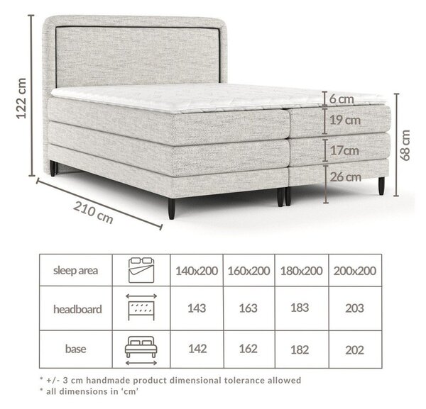 Jasnobrązowe łóżko boxspring 160x200 cm Dove – Maison de Rêve