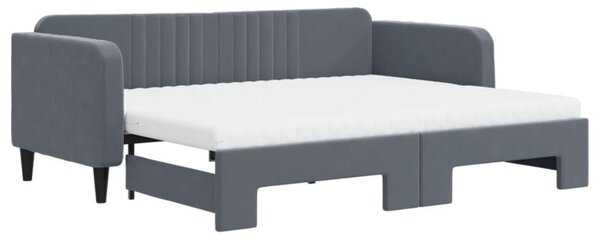 Sofa rozsuwana z materacami, ciemnoszara, 90x200 cm, aksamit